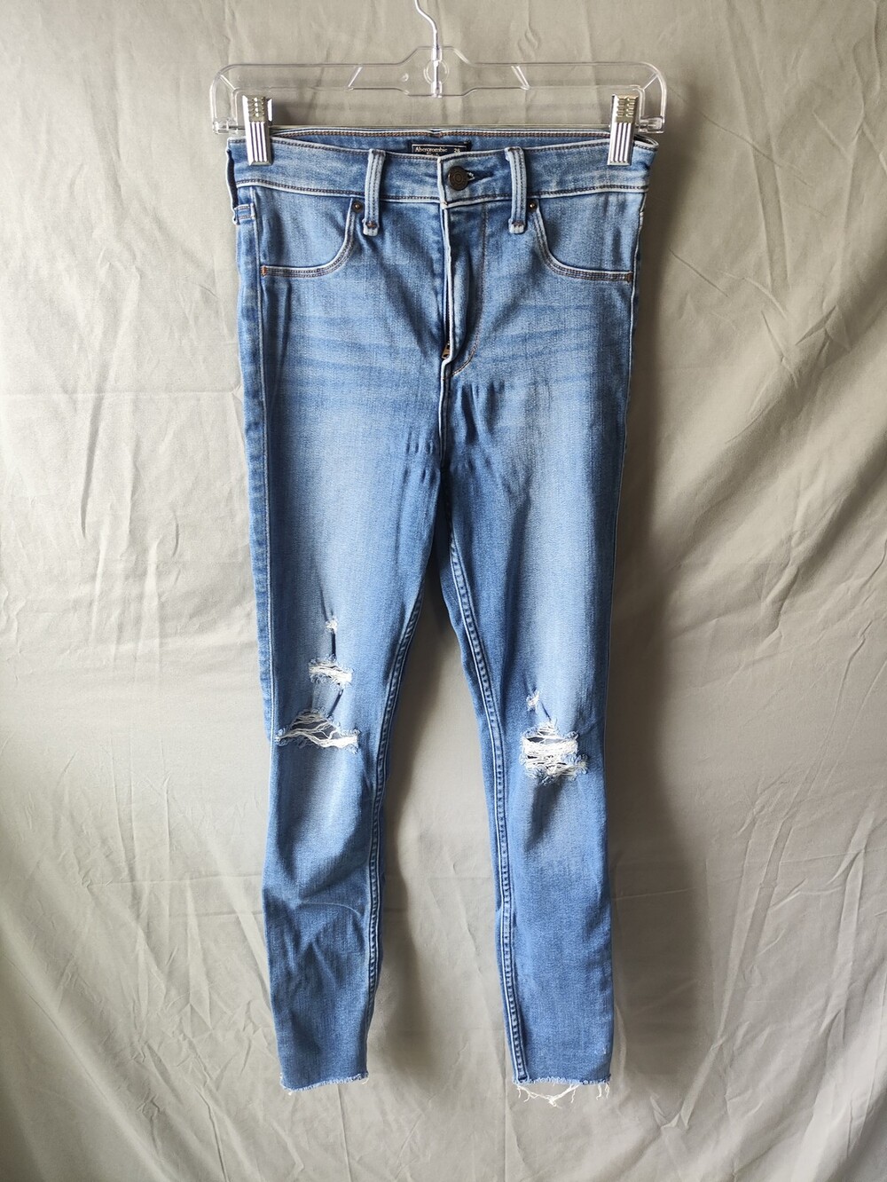 Abercrombie Jeans Womens 26 Distressed High Rise Skinny Raw Hem Ripped Denim Pan